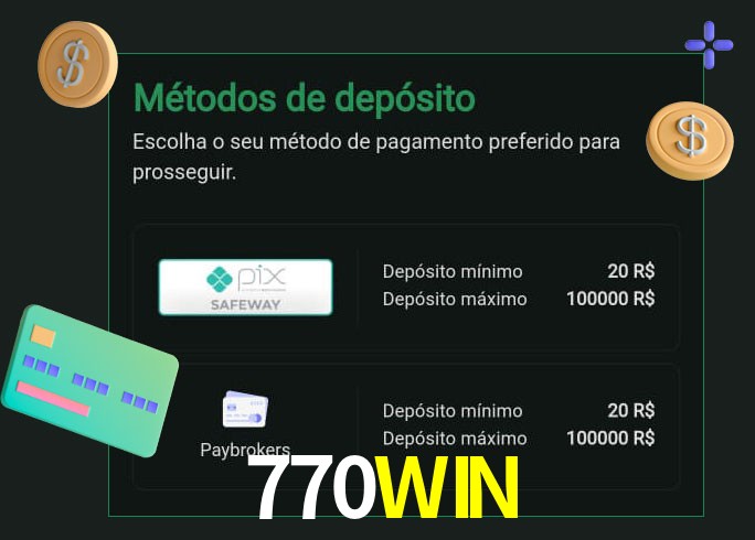 O cassino 770WIN oferece uma grande variedade de métodos de pagamento